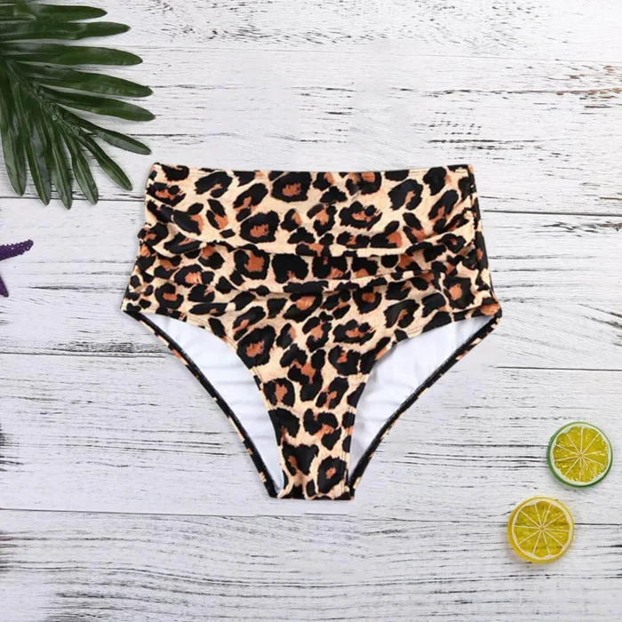 Leopard Prints High Waisted Bikini Swim Pants Women Swimsuit Shorts Bottom