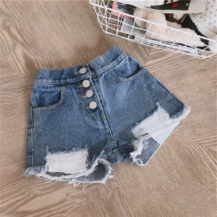 Fashion Baby Girl Casual Jean Shorts Ripped Holes Toddler - Image 2