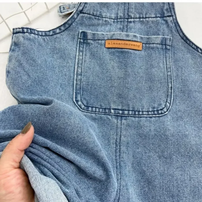 Baby Boy Solid Denim Overalls Child Jean Bib Pants - Image 5