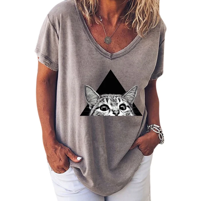 Fashion Woman Blouses 2022 T-shirt Women's 3d Cats - Image 5