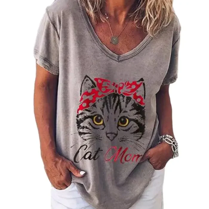 Fashion Woman Blouses 2022 T-shirt Women's 3d Cats - Image 6