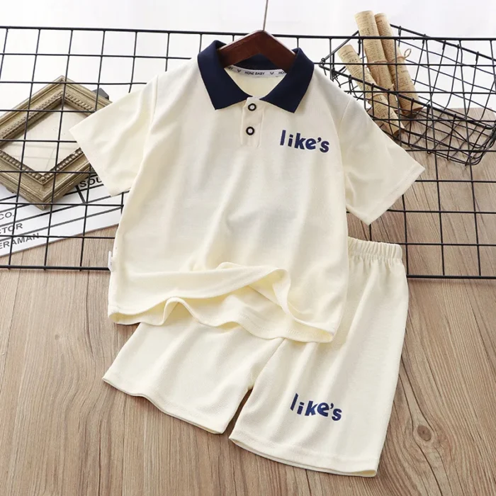 Summer Baby Boy Clothes Set Children Lapel Tshirts and Shorts 2pcs Suit Teenage