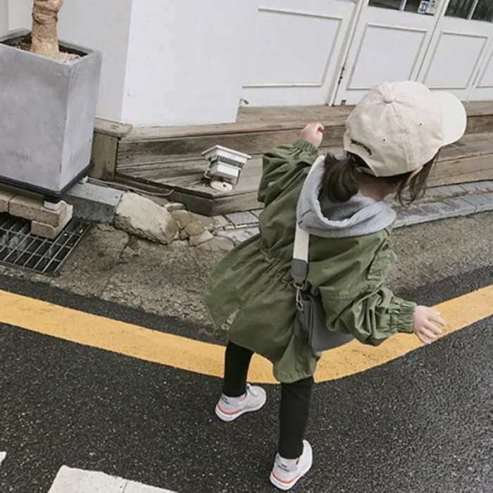 Girls Trench Coat Autumn Spring Korean Windbreaker Jacket Fashion New Children - Image 3