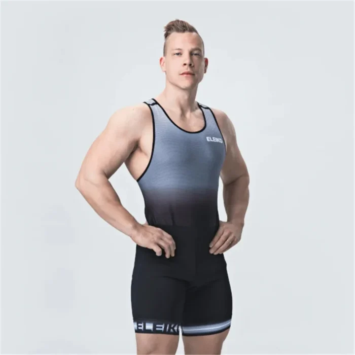 Men Powerlift Suspenders Suit Wrestling Singlets Skinsuit Bodysuit