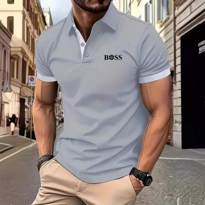 Summer Men's Casual Short-Sleeved Polo Shirt Office Fashion - Image 6