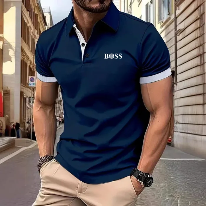 Summer Men's Casual Short-Sleeved Polo Shirt Office Fashion - Image 3