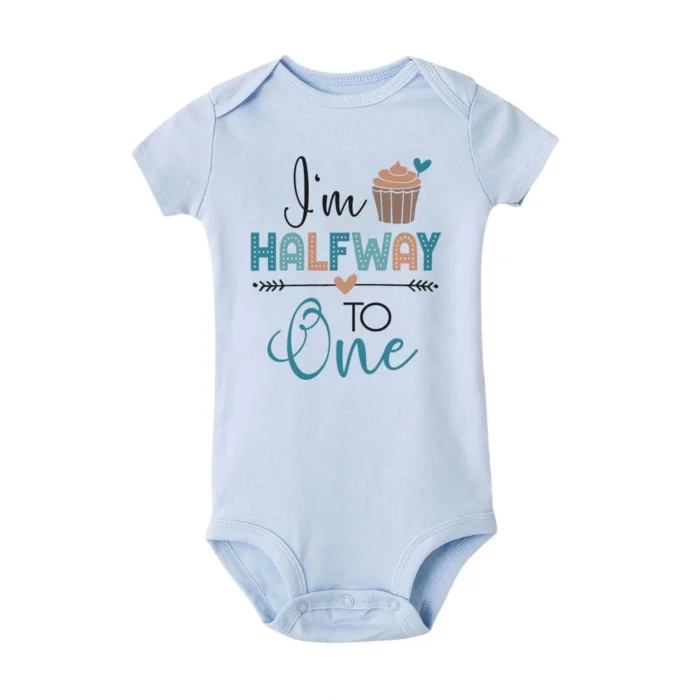 I'm Halfway To One Newborn Bodysuit Baby Birthday - Image 3