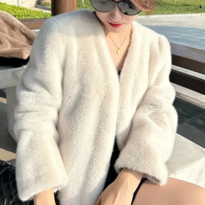 2024 Women's Faux Mink Fur Jacket Winter Warm Fashion Fur Jacket - Image 2