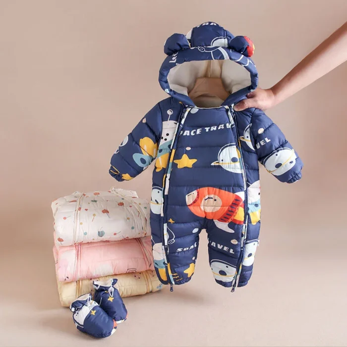 Children Autumn Winter Overall For Infant Down Cotton Thicken - Image 2