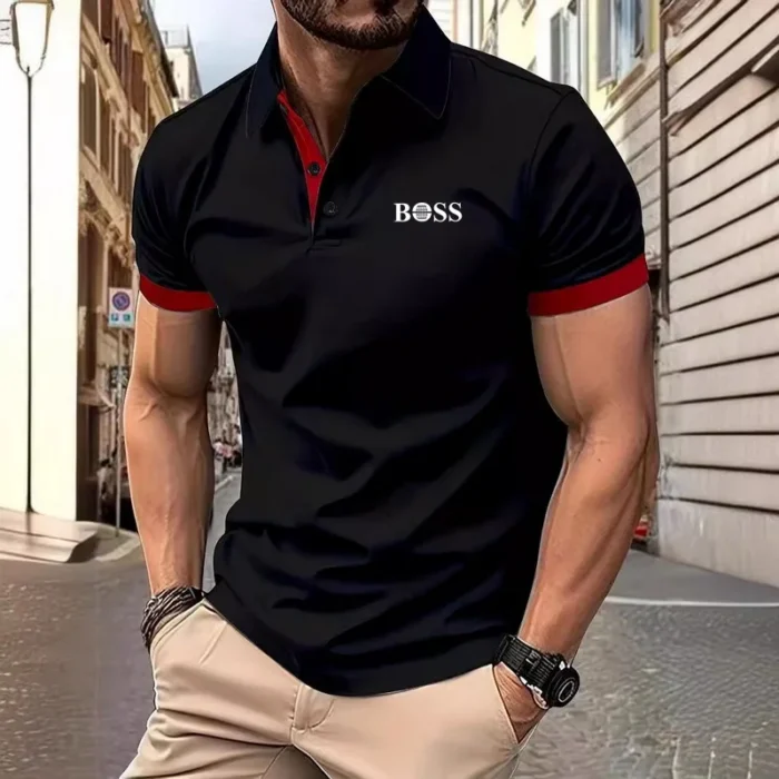 Summer Men's Casual Short-Sleeved Polo Shirt Office Fashion - Image 2