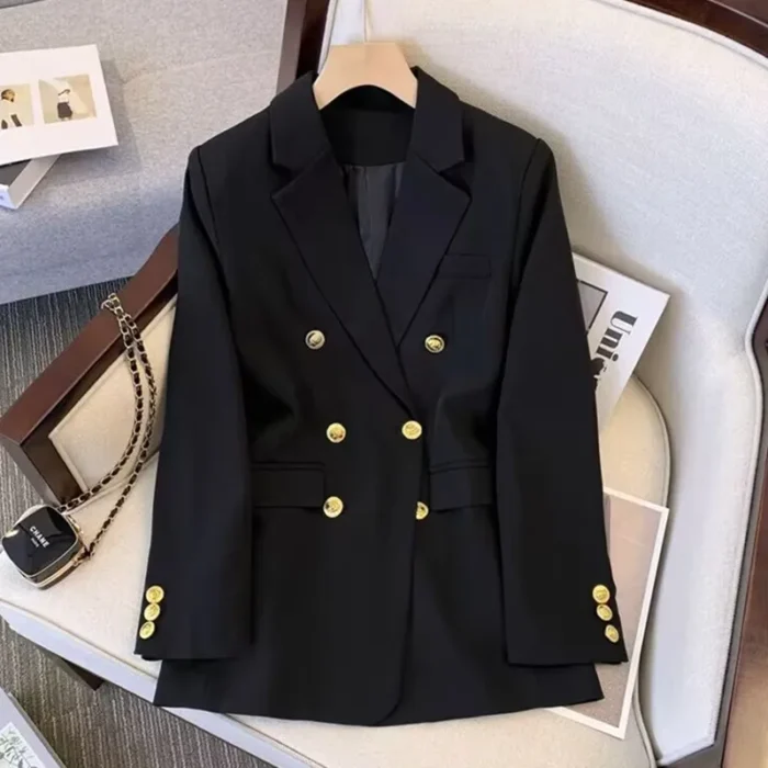 Office Lady Slim Blazer for Women, Long Sleeve Coats, Black Jackets