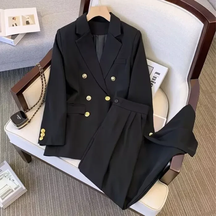 Office Lady Slim Blazer for Women, Long Sleeve Coats, Black Jackets - Image 3