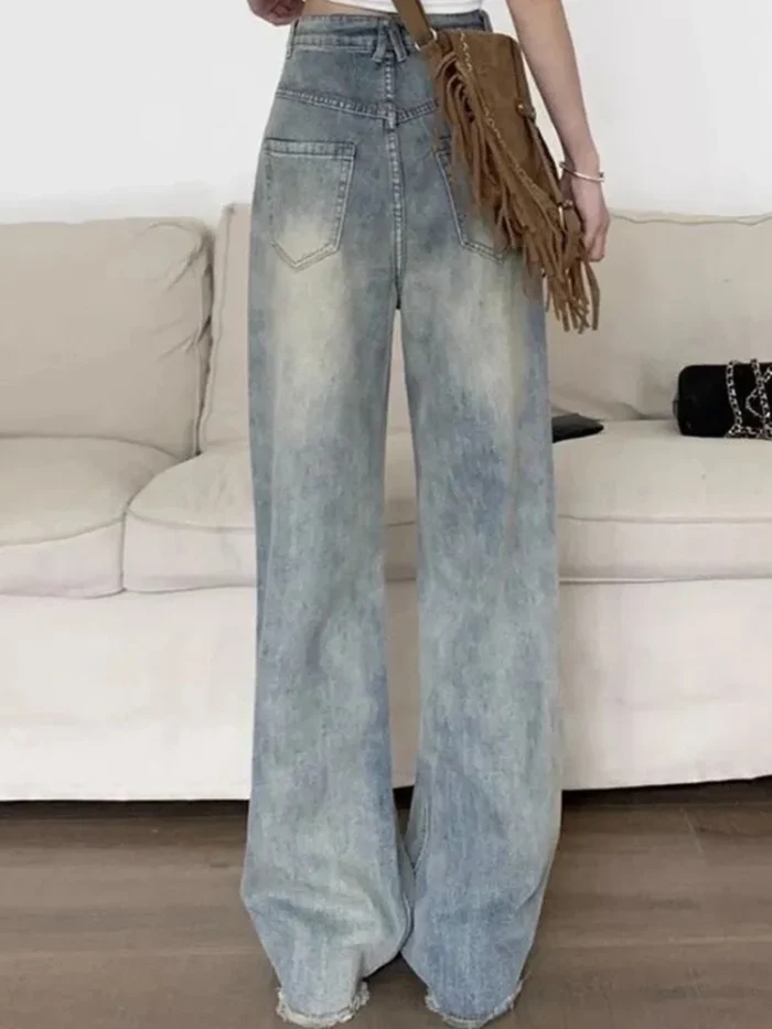 Women Korean Retro High Waist Loose Flare Jeans Lady - Image 5