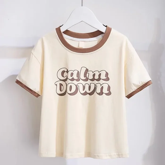 Summer Teenage Girls Clothes Set Children Letter Tshirts and Shorts - Image 3