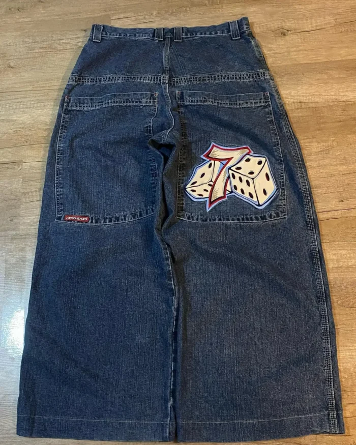 JNCO Baggy Jeans Hip Hop Rock Embroidery Pattern Men Women Leg Jeans