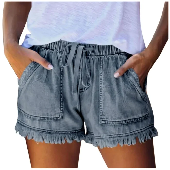 Jean Shorts for Women's Drawstring Elastic Waisted - Image 4